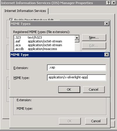 Silverlight XAP Dosyasi IIS Mime Type Ayari