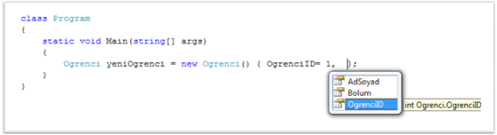 C# Object ve Collection Initializers (Nesne ve Koleksiyon Ilklendirme)