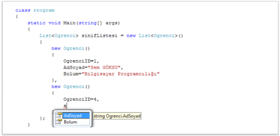 C# Object ve Collection Initializers (Nesne ve Koleksiyon Ilklendirme)